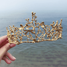Load image into Gallery viewer, Golden Coral Mermaid Crown