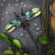 Load image into Gallery viewer, Drama at Dawn Dragonfly Brooch
