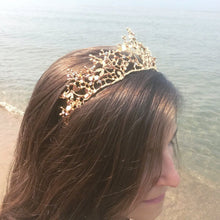 Load image into Gallery viewer, Golden Coral Mermaid Crown