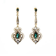 Load image into Gallery viewer, Swirling Emerald Sea Earrings