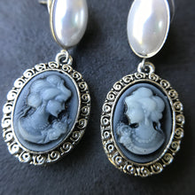 Load image into Gallery viewer, Blue Cameo Earrings