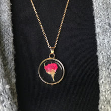 Load image into Gallery viewer, Real Dried Rose Pendant Necklace