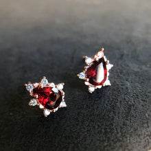 Load image into Gallery viewer, Red Garnet Earrings