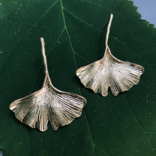 Load image into Gallery viewer, Golden Ginkgo Leaf Earrings