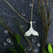 Load image into Gallery viewer, Golden Blue Mermaid Tail Necklace