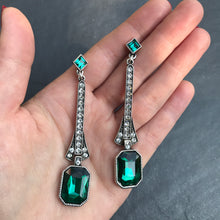 Load image into Gallery viewer, Long Green Retro Earrings
