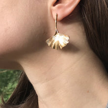 Load image into Gallery viewer, Golden Ginkgo Leaf Earrings