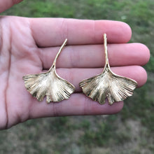 Load image into Gallery viewer, Golden Ginkgo Leaf Earrings