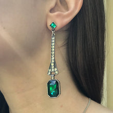 Load image into Gallery viewer, Long Green Retro Earrings
