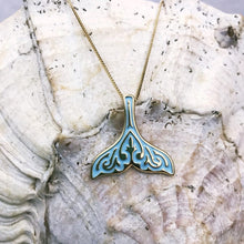 Load image into Gallery viewer, Golden Blue Mermaid Tail Necklace