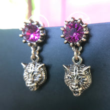 Load image into Gallery viewer, Faux Ruby Retro Tiger Earrings