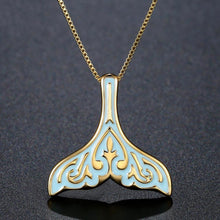 Load image into Gallery viewer, Golden Blue Mermaid Tail Necklace