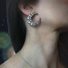 Load image into Gallery viewer, Crescent Moon Dazzle Earrings