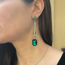 Load image into Gallery viewer, Long Green Retro Earrings