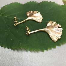 Load image into Gallery viewer, Golden Ginkgo Leaf Earrings