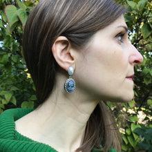 Load image into Gallery viewer, Blue Cameo Earrings