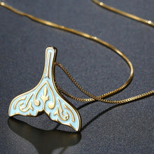 Load image into Gallery viewer, Golden Blue Mermaid Tail Necklace