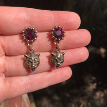Load image into Gallery viewer, Faux Ruby Retro Tiger Earrings
