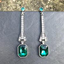 Load image into Gallery viewer, Long Green Retro Earrings