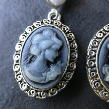 Load image into Gallery viewer, Blue Cameo Earrings