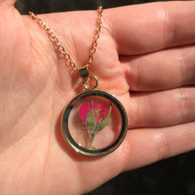 Load image into Gallery viewer, Real Dried Rose Pendant Necklace