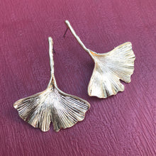 Load image into Gallery viewer, Golden Ginkgo Leaf Earrings