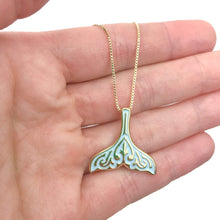 Load image into Gallery viewer, Golden Blue Mermaid Tail Necklace