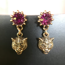Load image into Gallery viewer, Faux Ruby Retro Tiger Earrings