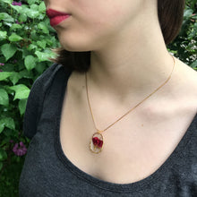 Load image into Gallery viewer, Dried Rose Trimmed in Gold Necklace