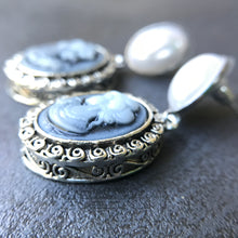 Load image into Gallery viewer, Blue Cameo Earrings