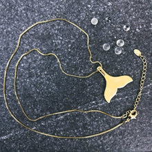 Load image into Gallery viewer, Golden Blue Mermaid Tail Necklace