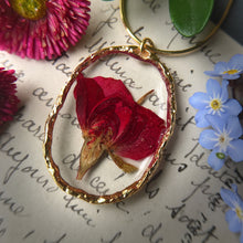 Load image into Gallery viewer, Dried Rose Trimmed in Gold Necklace