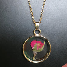 Load image into Gallery viewer, Real Dried Rose Pendant Necklace