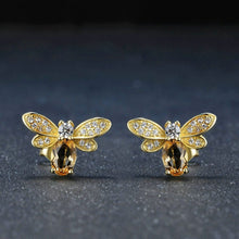 Load image into Gallery viewer, Sweet Citrine Honey Bee Earrings