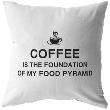 Load image into Gallery viewer, Coffee is the Foundation of My Food Pyramid Pillow